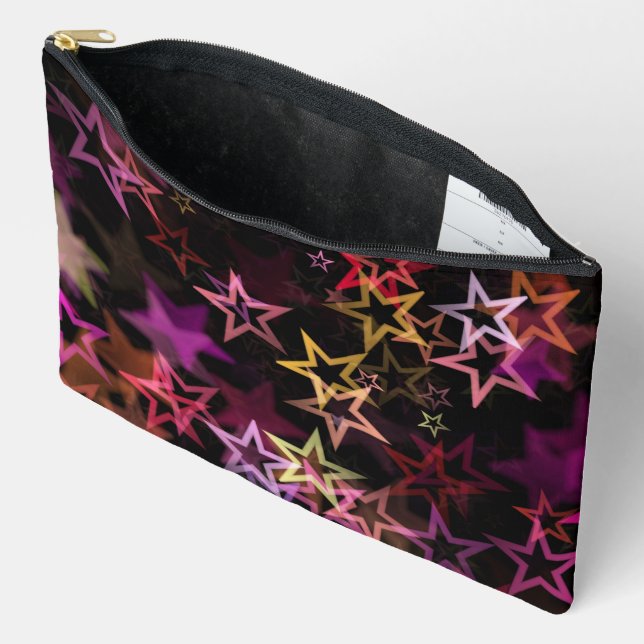 Colorful Stars Dance Whimsically  Accessory Pouch (Open)