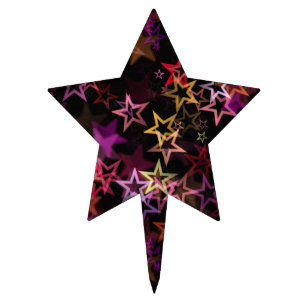 Colorful Stars Dance Whimsically Cake Topper