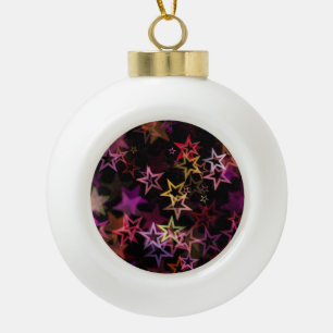 Colorful Stars Dance Whimsically Ceramic Ball Christmas Ornament