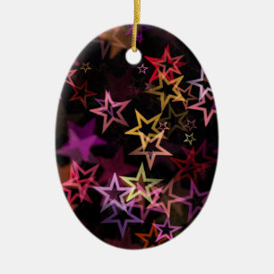 Colorful Stars Dance Whimsically Ceramic Ornament