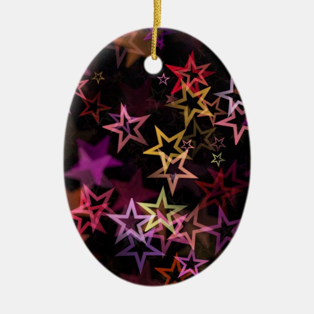 Colorful Stars Dance Whimsically  Ceramic Ornament (Front)