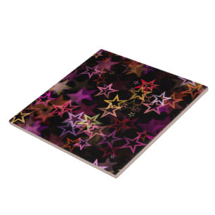 Colorful Stars Dance Whimsically Ceramic Tile