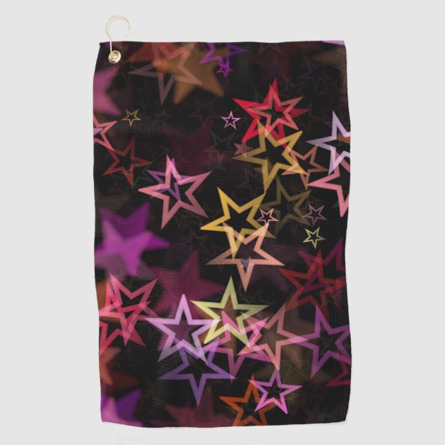 Colorful Stars Dance Whimsically  Golf Towel (Front)