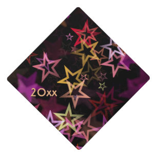 Colorful Stars Dance Whimsically Graduation Cap Topper