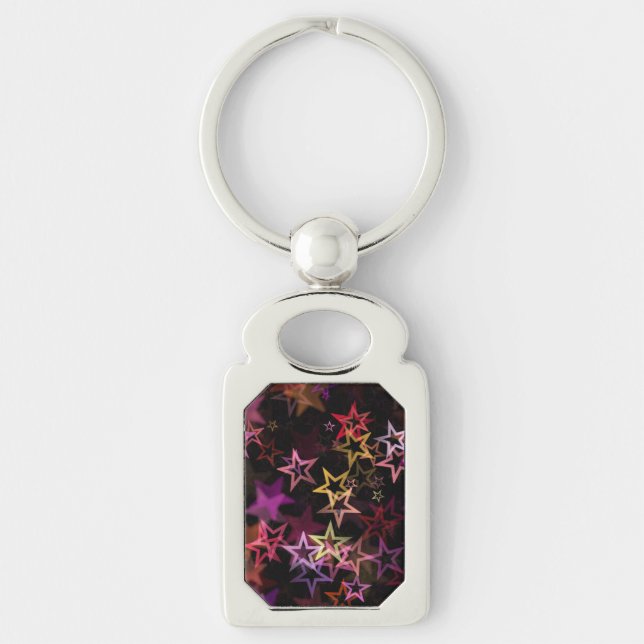 Colorful Stars Dance Whimsically  Keychain (Front)