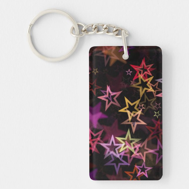 Colorful Stars Dance Whimsically  Keychain (Front)