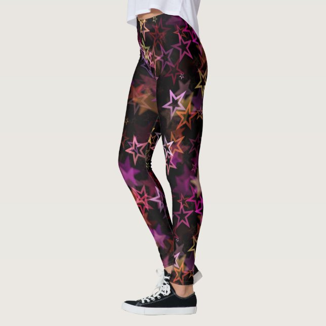 Colorful Stars Dance Whimsically  Leggings (Left)
