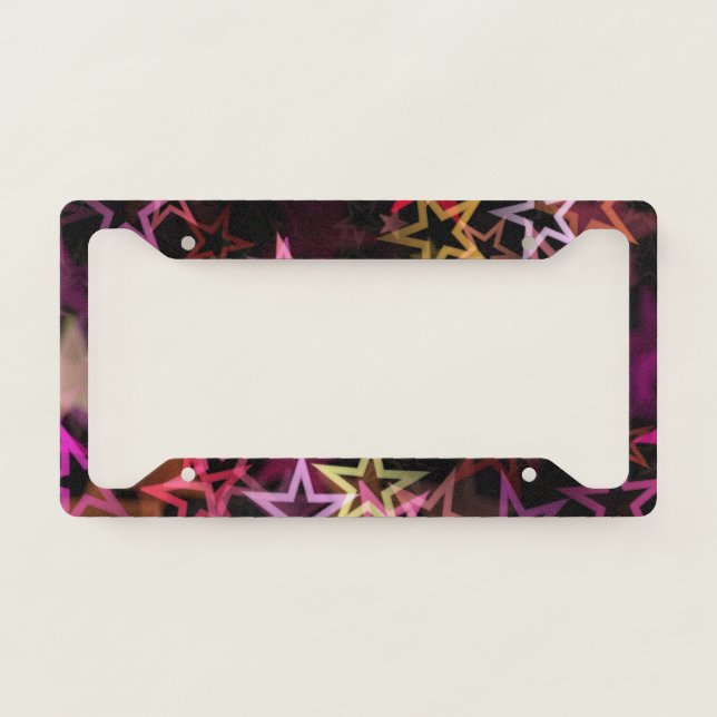 Colorful Stars Dance Whimsically  License Plate Frame (Front)
