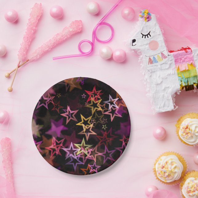 Colorful Stars Dance Whimsically  Paper Plates (Party)