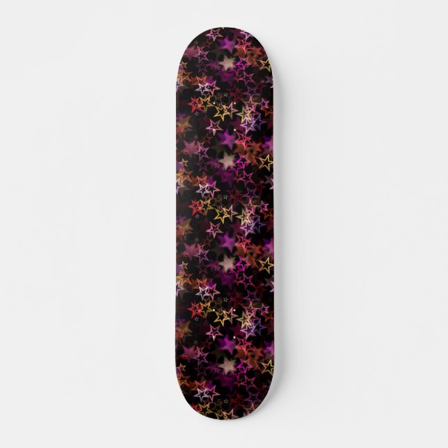 Colorful Stars Dance Whimsically  Skateboard (Front)