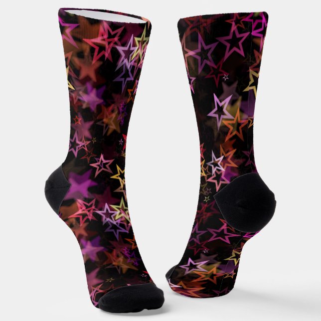 Colorful Stars Dance Whimsically  Socks (Angled)