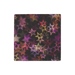 Colorful Stars Dance Whimsically Stone Magnet