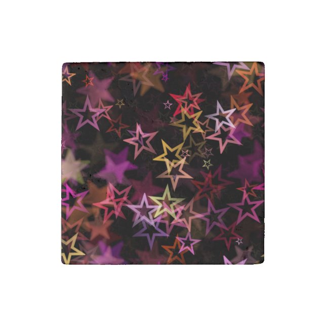 Colorful Stars Dance Whimsically  Stone Magnet (Front)