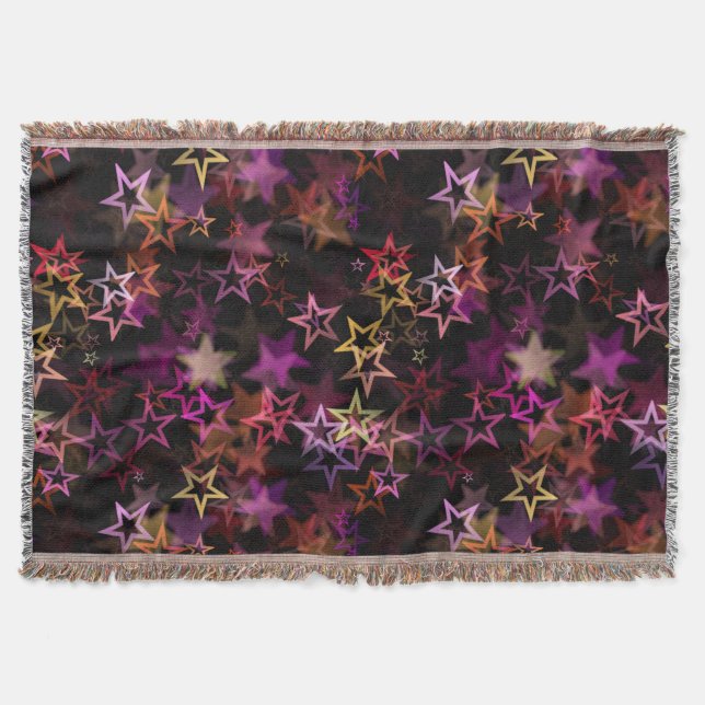 Colorful Stars Dance Whimsically  Throw Blanket (Front)