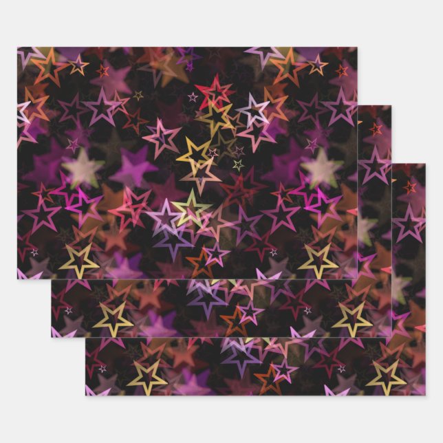 Colorful Stars Dance Whimsically  Wrapping Paper Sheets (Set)