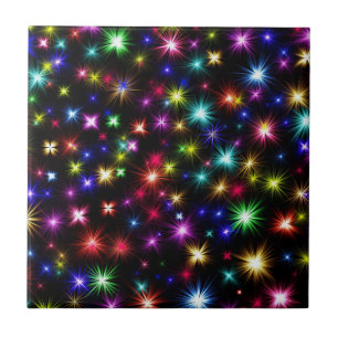 Colorful Stars Fireworks Design Ceramic Tile