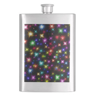 Colorful Stars Fireworks Design Flask