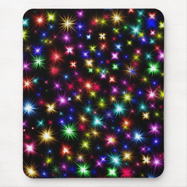 Colorful Stars Fireworks Design Mouse Pad (Front)