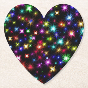 Colorful Stars Fireworks Design Paper Coaster