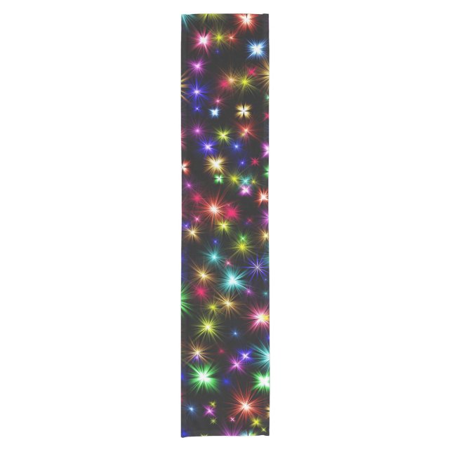 Colorful Stars Fireworks Design Short Table Runner (Front)
