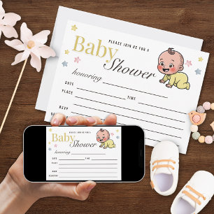 Colorful Stars Gender Neutral Baby Shower Invitation