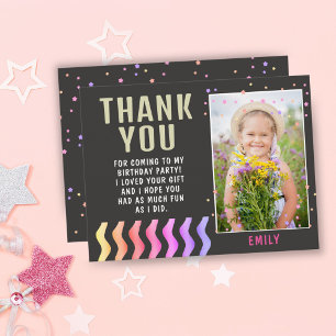 Colorful Stars Girl Birthday Thank you Photo  Postcard