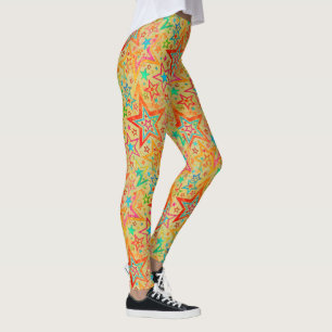 Colorful Stars grunge pattern seamless + your idea Leggings