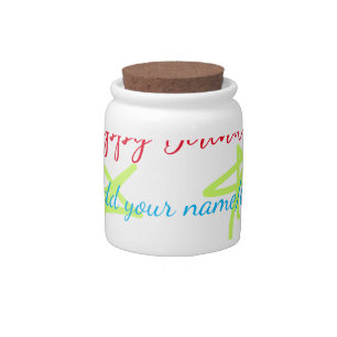 Colorful stars happy birthday add name text simple candy jar