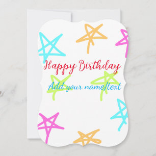 Colorful stars happy birthday add name text simple card
