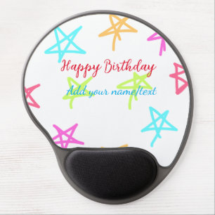 Colorful stars happy birthday add name text simple gel mouse pad