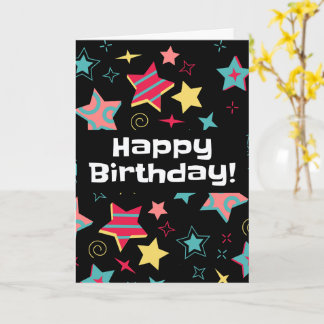 Colorful Stars Happy Birthday Card for Kids