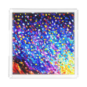 Colorful Stars In Blue Sky. Buy Now Acrylic Tray