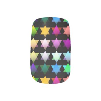 Colorful Stars Of David Nail Art by aresby at Zazzle
