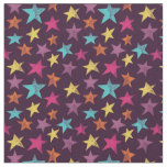 Colorful Stars on Dark Purple Patterned Fabric