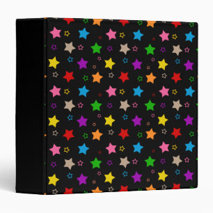 Colorful Stars Pattern Design Black 3 Ring Binder