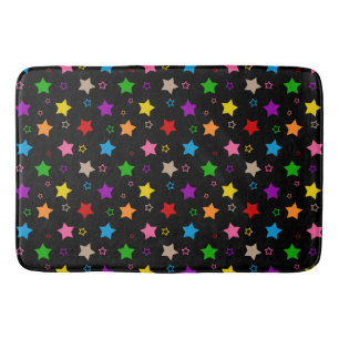 Colorful Stars Pattern Design Black Bath Mat