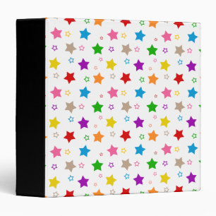 Colorful Stars Pattern Design White 3 Ring Binder