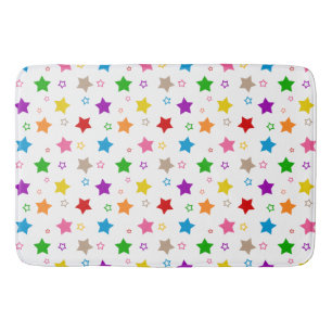 Colorful Stars Pattern Design White Bath Mat