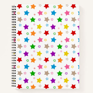 Colorful Stars Pattern Design White Notebook