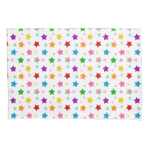 Colorful Stars Pattern Design White Pillow Case
