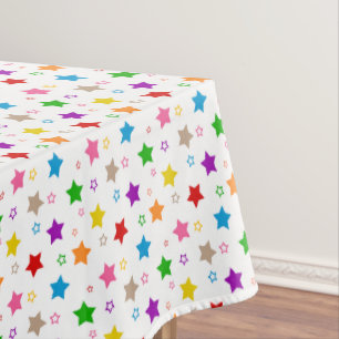 Colorful Stars Pattern Design White Tablecloth