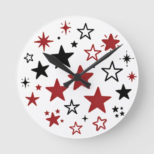 Colorful Stars Pattern Double Sided Throw Pillow Round Clock