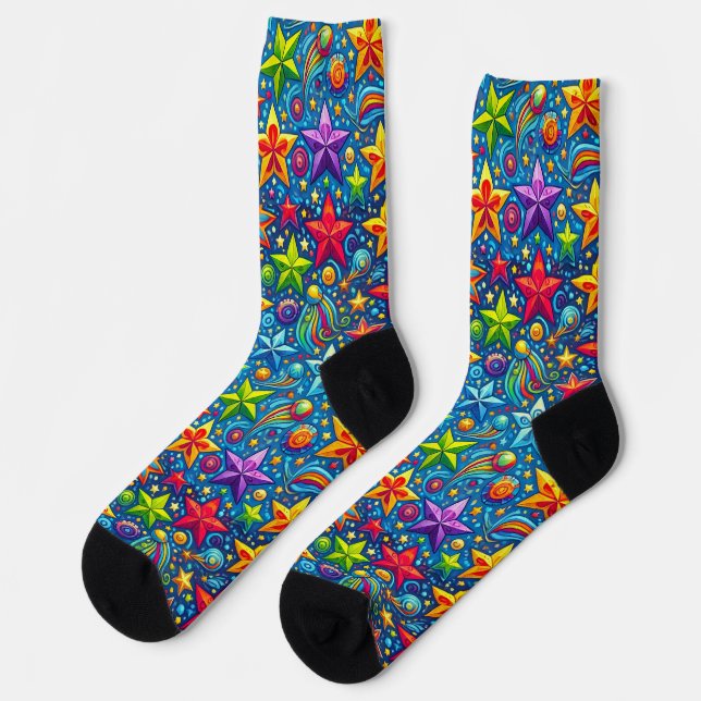 Colorful stars pattern socks (Left)