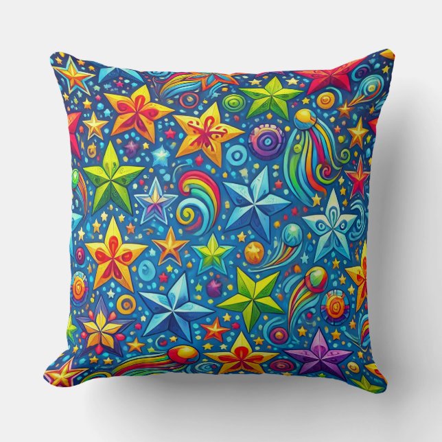 Colorful stars pattern throw pillow (Front)