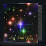 Colorful Stars Personalized Binder<br><div class="desc">This personalized binder features a design of colorful stars on a black background. The design is personalized with a place to enter any name you like. Perfect for work,  school,  scrapbooking,  photo album,  or any other time you want a personalized binder.</div>