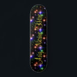 Colorful Stars Personalized Name Skate Board<br><div class="desc">This skate board features a design of colorful stars on a black background. The design is personalized so you can add any name that you want. Great gift for any boarder who wants a pretty yet classy design.</div>