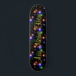 Colorful Stars Personalized Name Skate Board<br><div class="desc">This skate board features a design of colorful stars on a black background. The design is personalized so you can add any name that you want. Great gift for any boarder who wants a pretty yet classy design.</div>