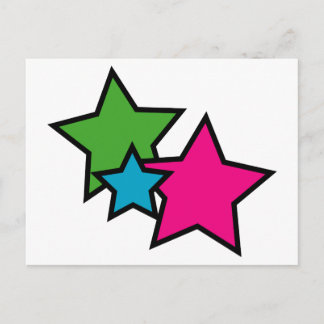 Colorful Stars Pink Green Blue Black Postcard
