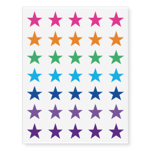 colorful stars rainbow colors star shapes temporary tattoos