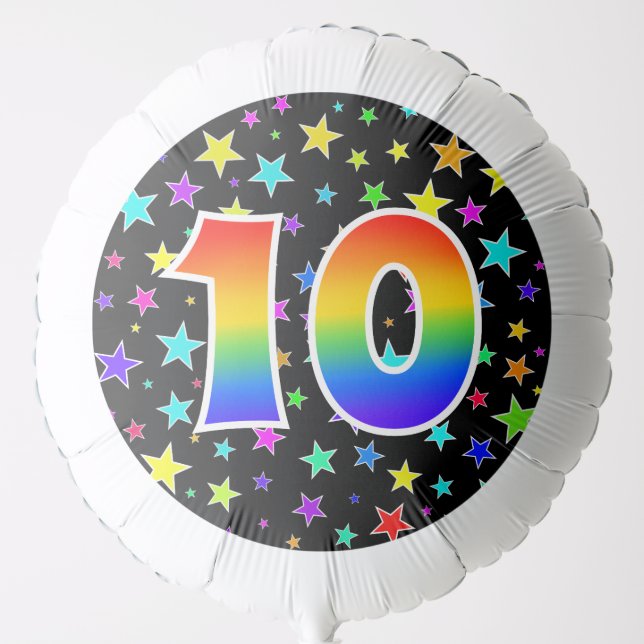 Colorful Stars + Rainbow Pattern "10" Event # Balloon (Front)